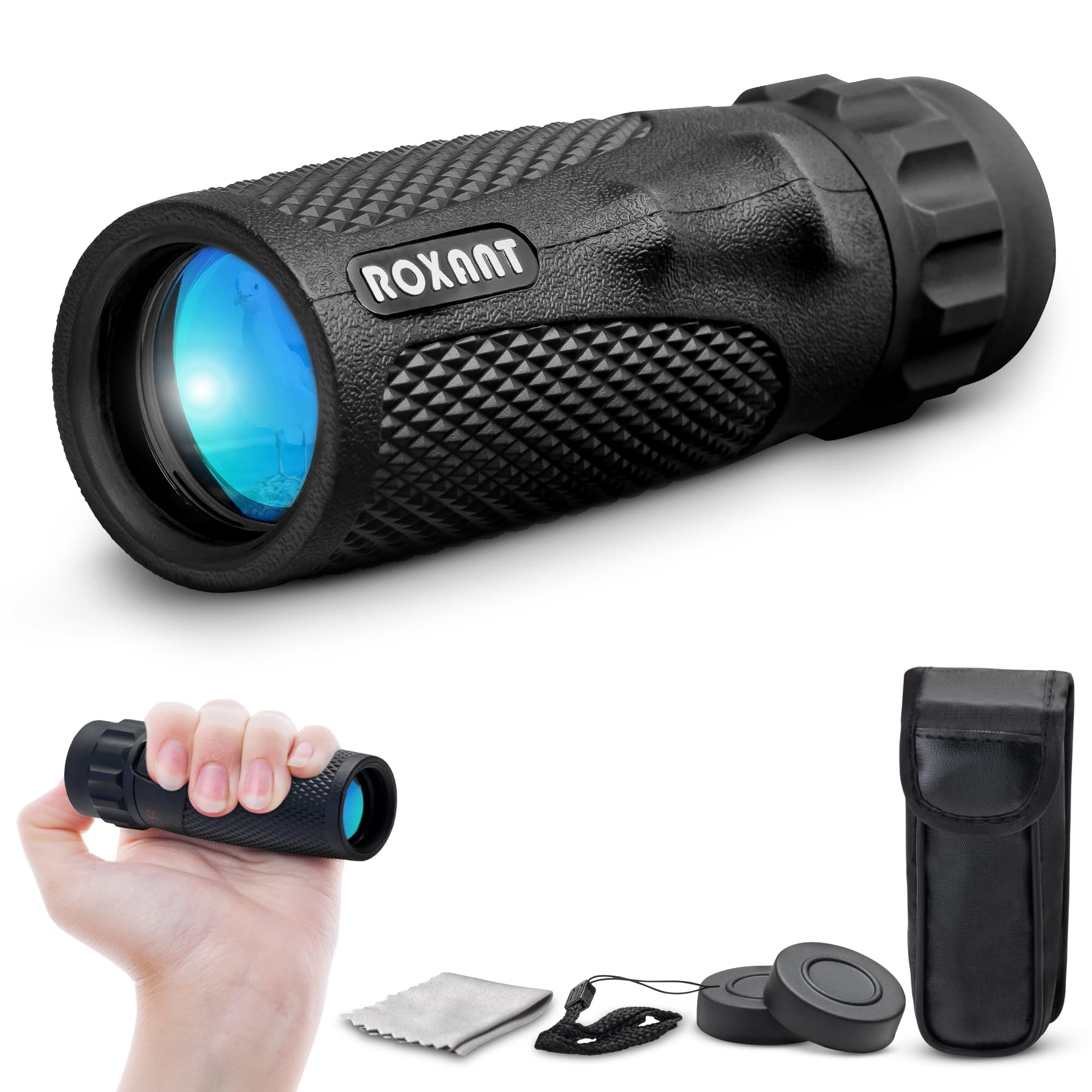 Roxant Viper Monocular Telescope   10X25 High Definition Weatherproof Pocket Telescope With Hand Grip & Bak4 Prism   With Compac